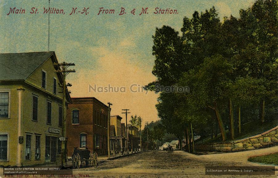 Postcard: Main Street Wilton, N.H. from Boston & Maine Station.